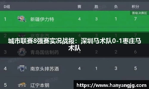 城市联赛8强赛实况战报：深圳马术队0-1枣庄马术队